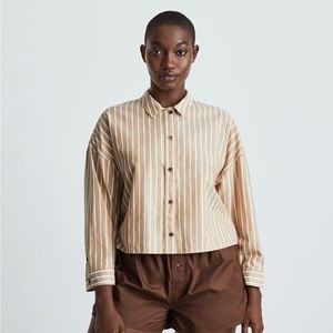 SOLD Everlane tan striped cotton boxy pj style button up